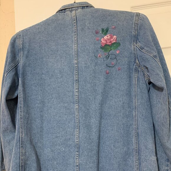 Vintage Hand Painted Denim Jacket Size M 1970's - Picture 6 of 11